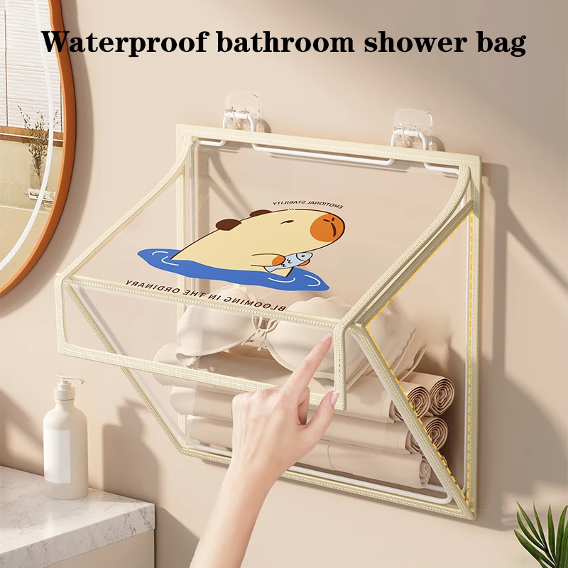 حقيبة مقاومة للماء للحمام والحمام والمرحاض وضع تخزين الملابس النظيفة وحقيبة للحمل الباب بعد الرف المثبت على الحائط متعدد الوظائف