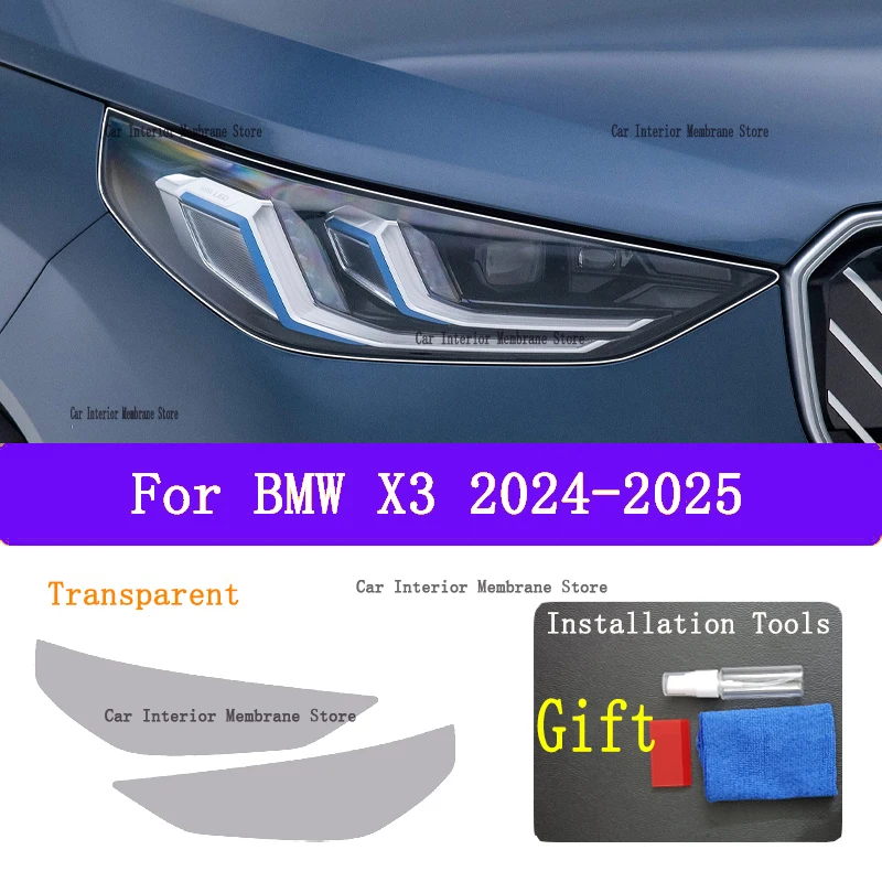 

Для BMW X3 2024 2025 ТПУ дымчатая черная световая пленка, аксессуары для модификации, защитная пленка для автомобильных фар