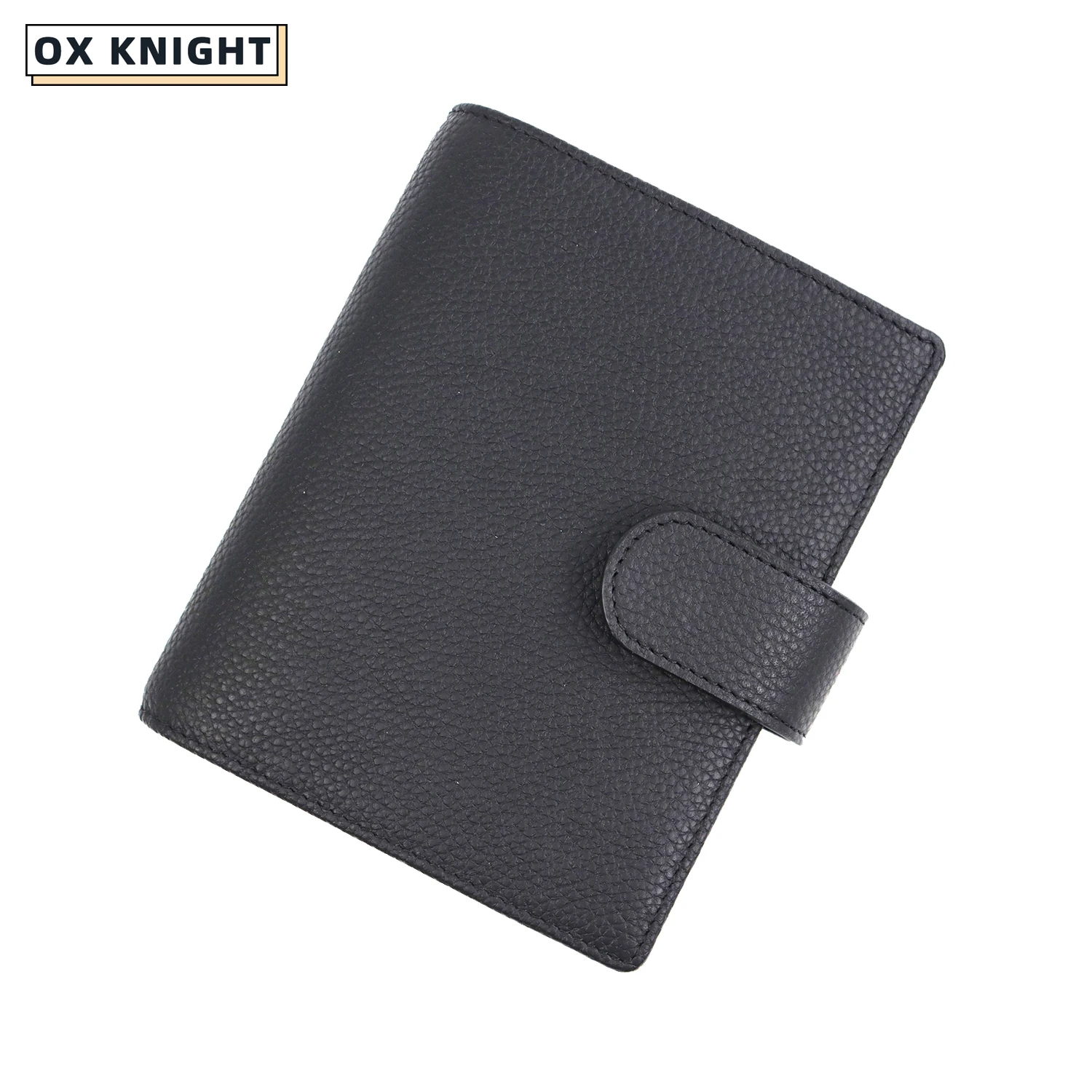 

OX KNIGHT Mini A7 Notebook With 19-25 MM Silver Rings Pebbled Grain Leather Week Planner Organizer Journey Diary Sketchbook