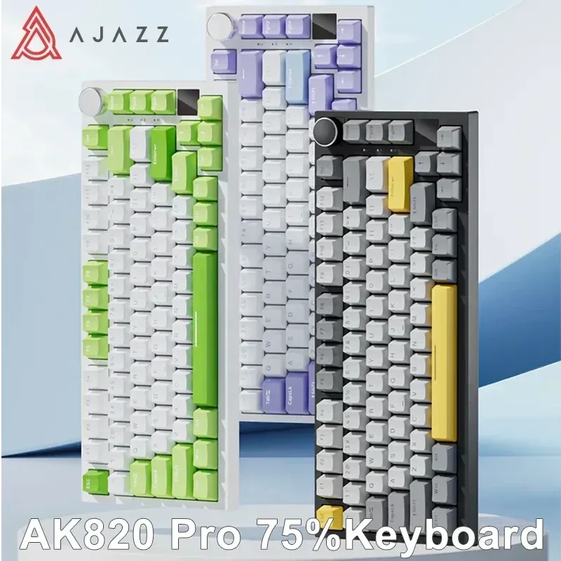 Imagem -03 - Ajazz Ak820 Teclado Mecânico Personalizado com Fio Três Modos Estrutura de Junta Swapsoft Rgb Retroiluminado 75 Teclado Portátil Presente