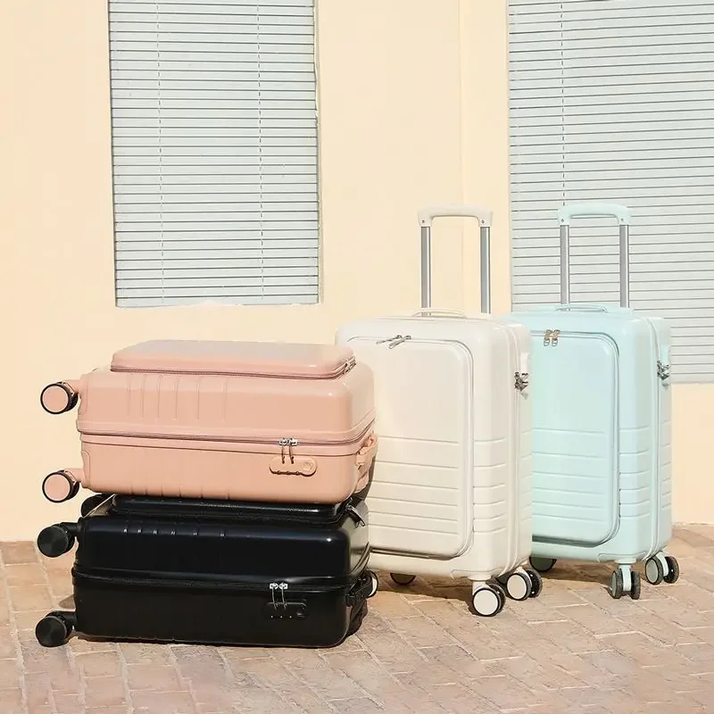 New Travel suitcases with wheels rolling luggage Female front open trolley case boarding case 20\'\'suitcase 10 kg airplane wheel