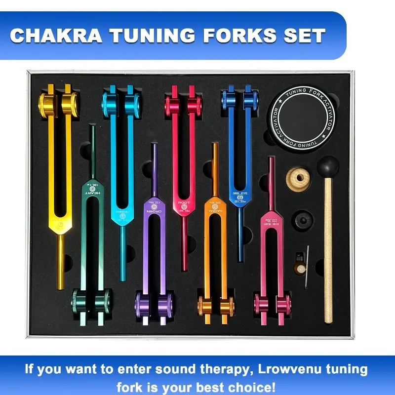 136.1 272.2 HZ Tuning Forks Set Colorful Aluminum Tuning Fork Diapason Therapy Forks Professional Instruments With Accessories