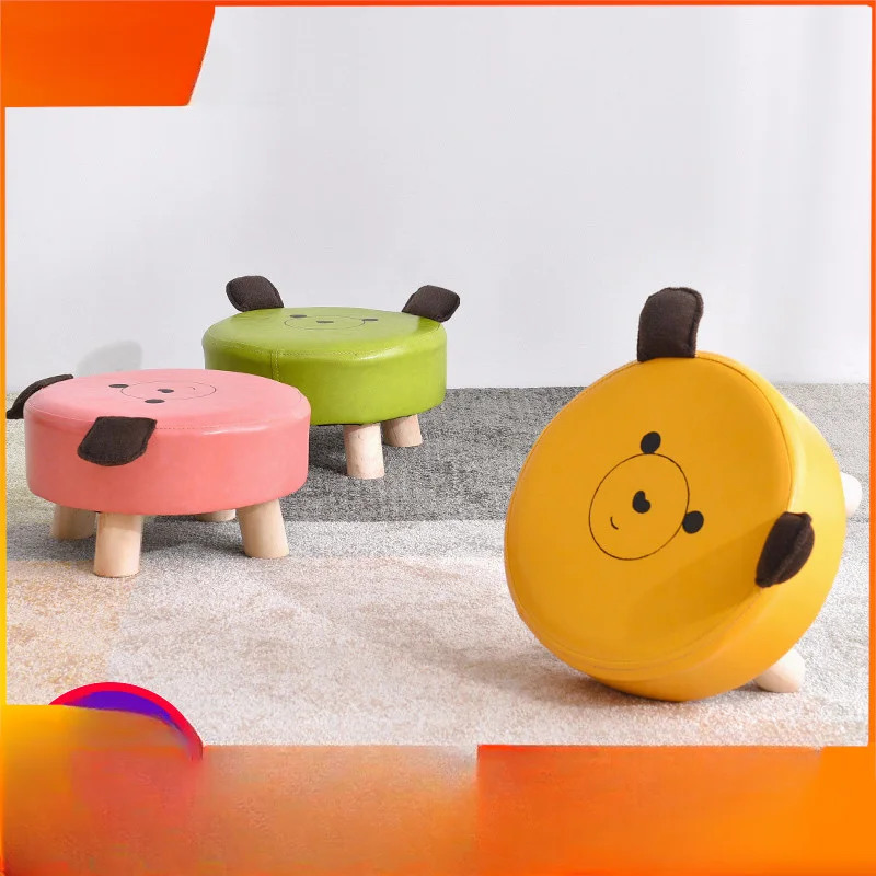 

Children's small leather stools, cartoon baby round cute small , household low, shoe changing