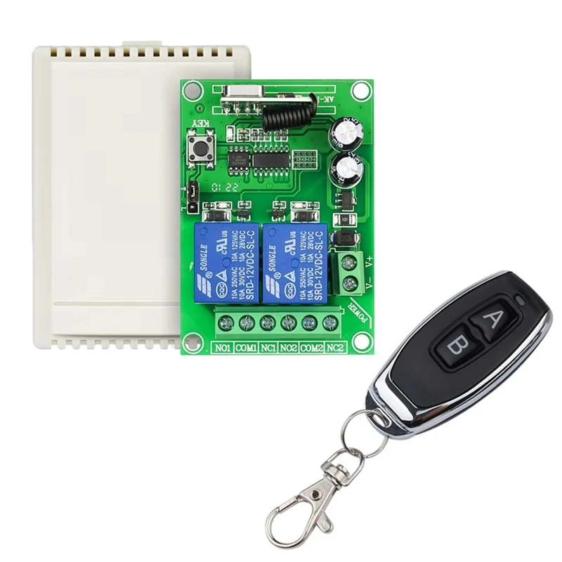 433Mhz Universal Remote Control Switch Wireless Relay 2CH Module RF Receiver Transmitter DC 12V 24V For Garage Door