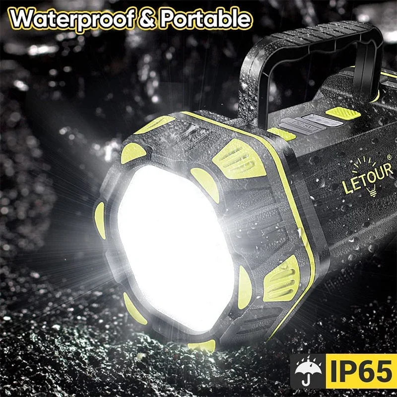 Multifunctional Camping Searchlight Rechargeable 4800mAh 18650 Battery 8 Modes Flashlight Outdoor Waterproof Emergency Work Lamp