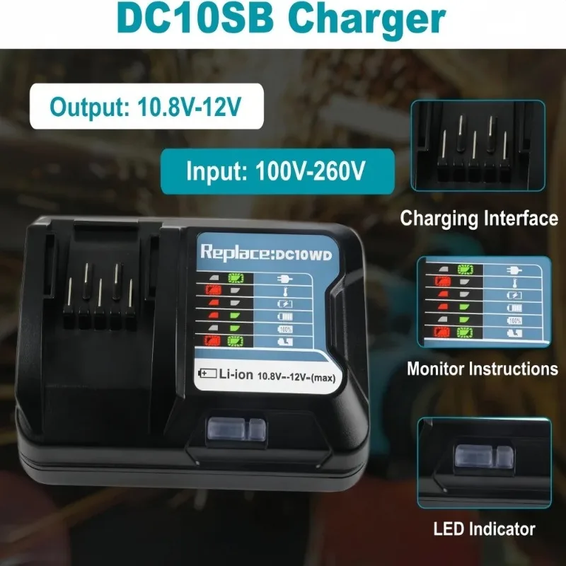 

12V Lithium Battery For Makita BL1021B BL1020 Rechargeable Battery Replacement BL1016 BL1015 BL104 DF331D Power Tools Batteries
