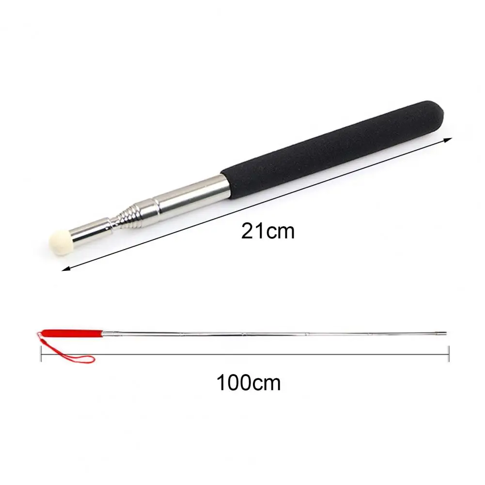 1m Pointer Pen Telescopic Felt Nib Touch Screen Hand Lanyard Stainless Steel Teacher Whiteboard Presentation Pointer Stick Tools