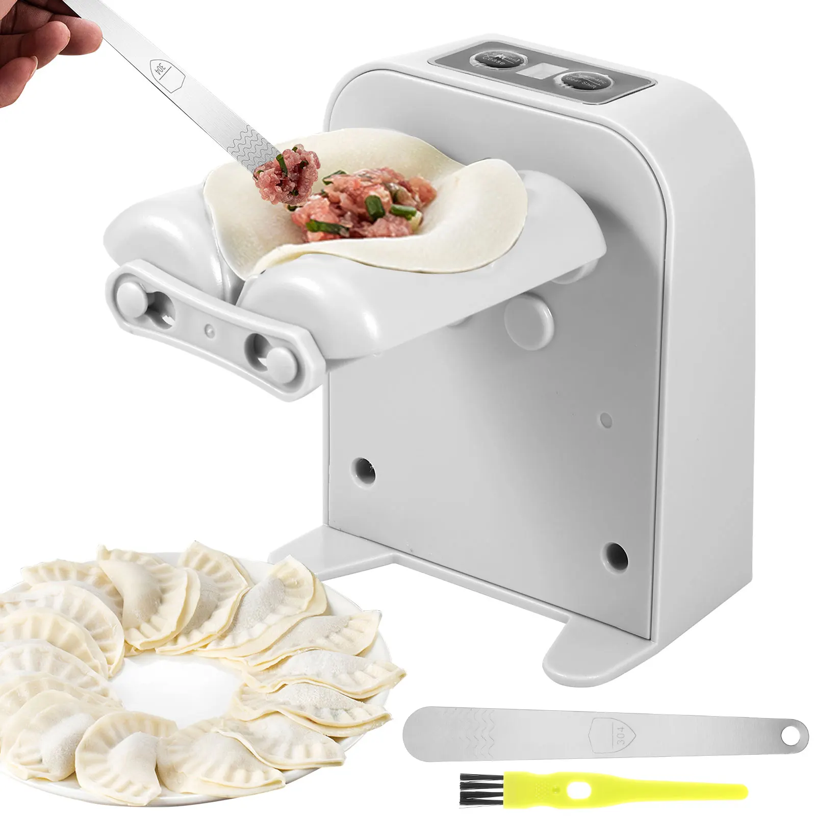 New Automatic Electric Dumpling Machine, Home Dumpling Machine, Kitchen Automatic Rapid Prototyping Mold with A Spoon and Brush