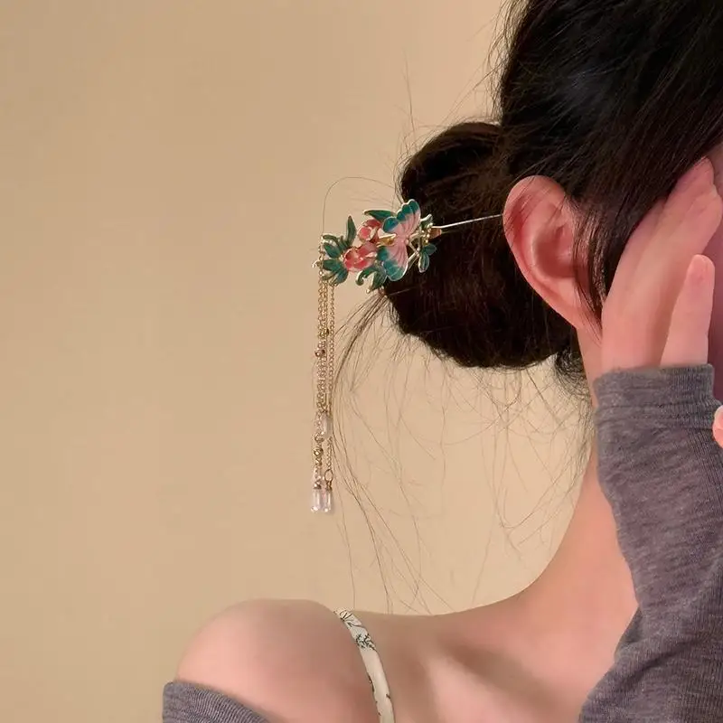 قطعة واحدة من دبوس الشعر المينا على شكل فراشة للنساء - إكسسوار شعر Bu Yao عالي الجودة لـ Hanfu #3