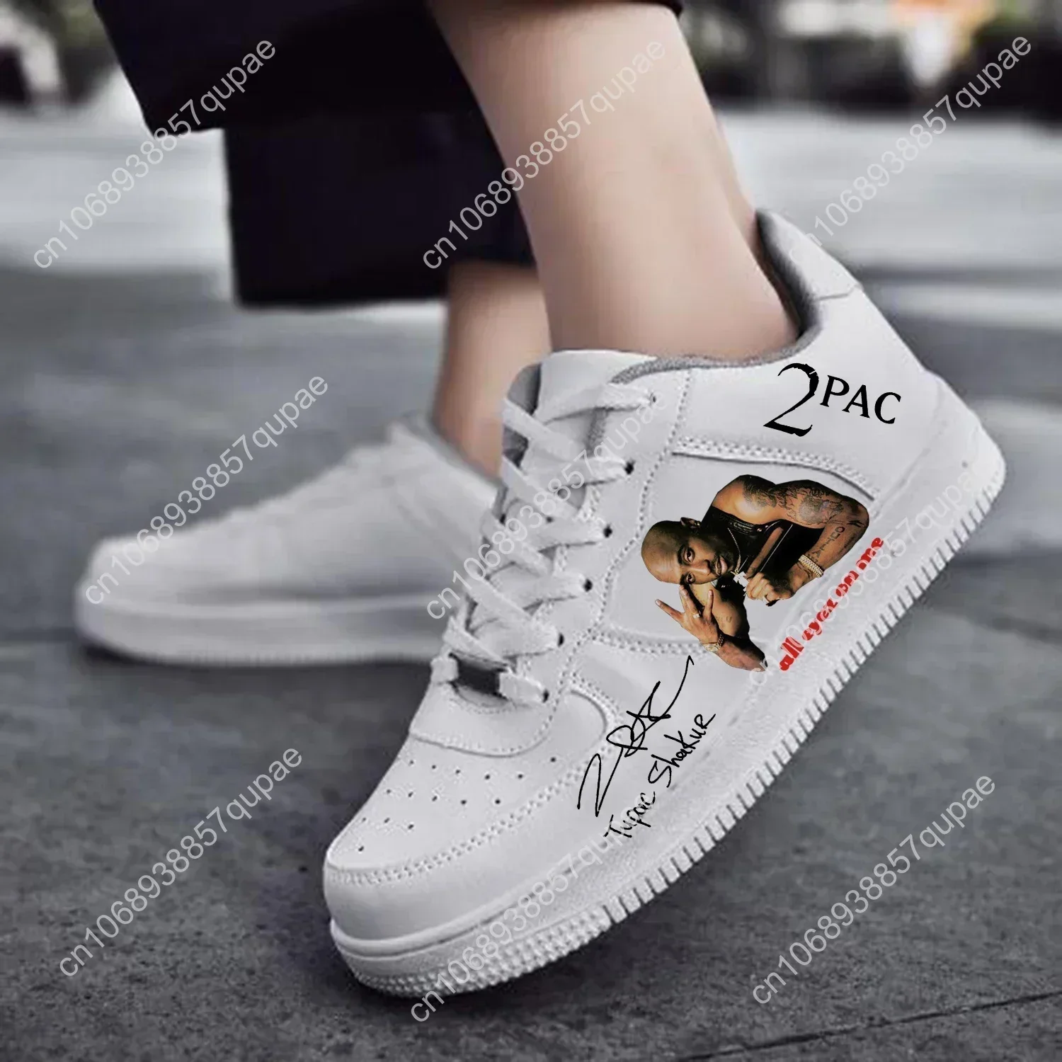 

Rap 2Pac Tupac Shoes AF Basketball All Eyez on Me Mens Womens Running Sports Flats Force Sneakers Lace Up Mesh Custom Shoe