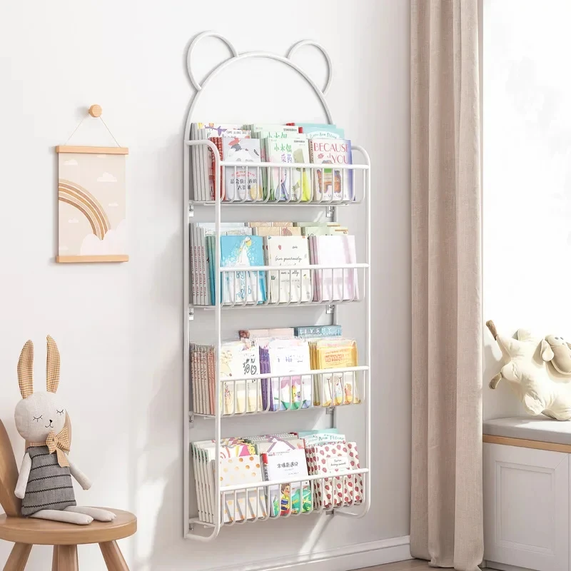 Wall Bookshelf Children Storage Hanging Wall Iron Art Floor Small Large Capacity Bookcase Minimalist Kitaplik Modern Furniture