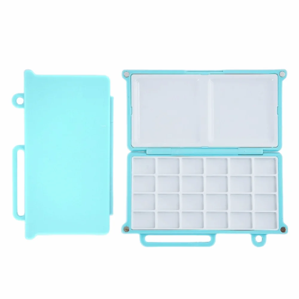 Magnetic Watercolor Paint Box 24 Grid Foldable Travel Painting Tray Mini Waterproof Plastic Pigment Box Studio Use