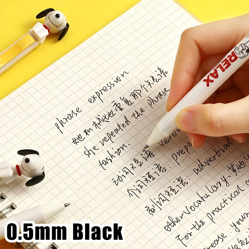 Snoopy Black Gel Pen Cartoon Pen Fast Drying Smooth Writing 0.5mm Decoration Cute Stationery Office Daily Stationery Gifts