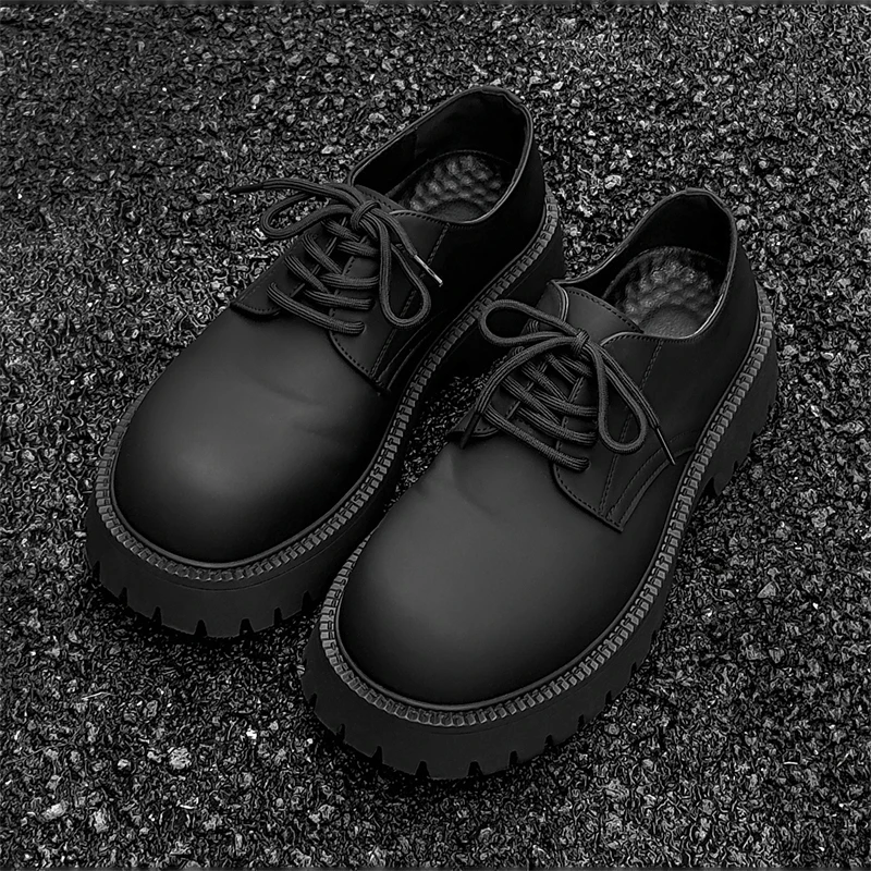 

Men Spring and Autumn Thick Soled Derby Shoes Height Increasing Non Slip Frosted Casual Youthful Personalized Trendy Shoes