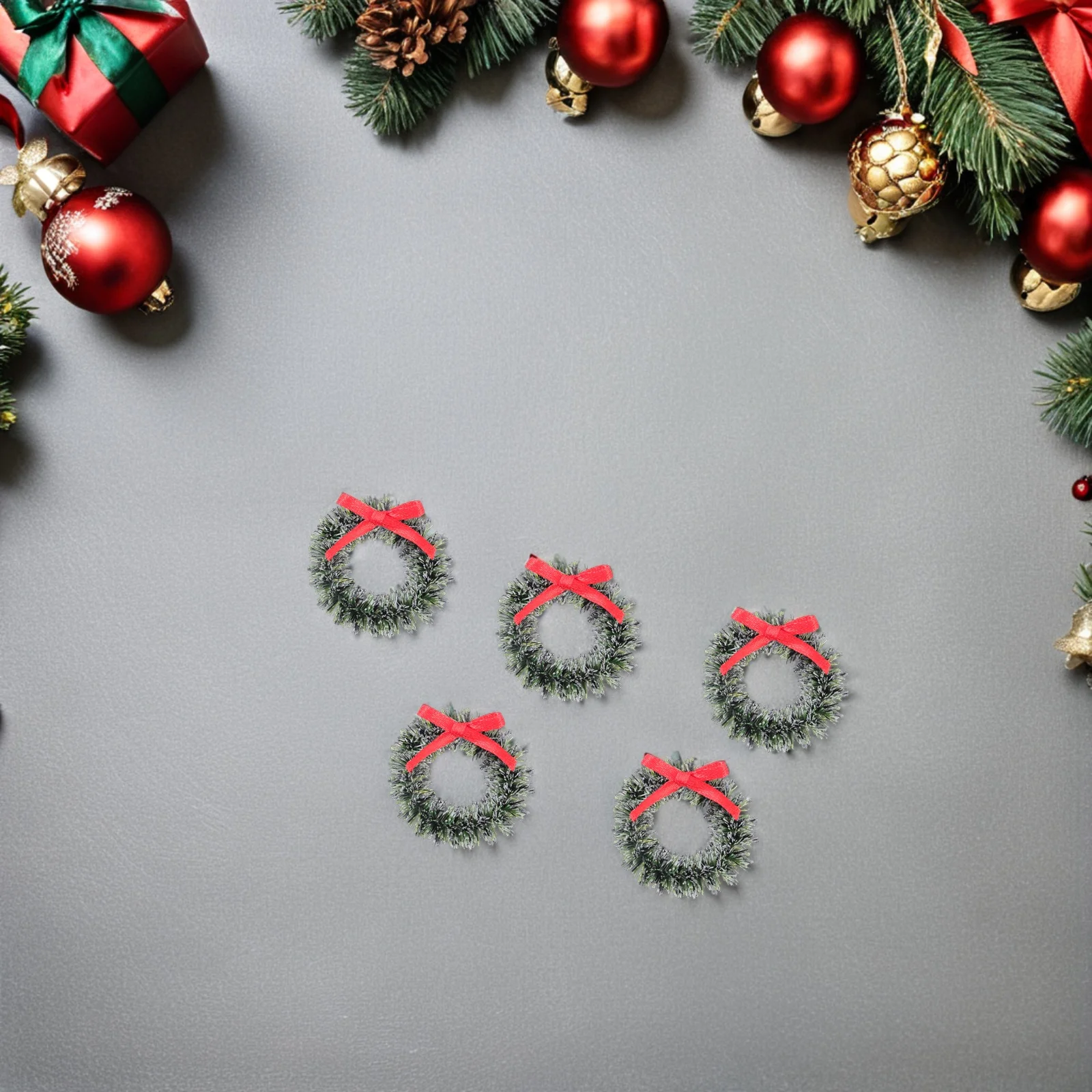 

24Pcs Mini Christmas Wreath Artificial Garland with Bow Tiny Wreaths for Crafts Small Holiday Decorations Indoor Home Decorative