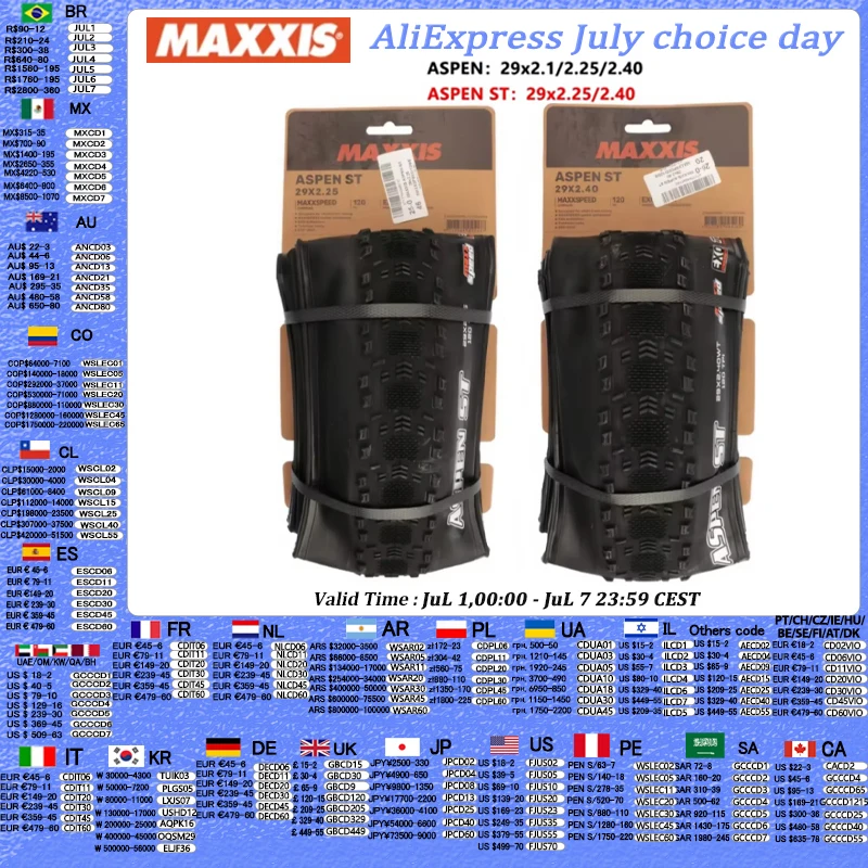 MAXXIS ASPEN ST Original XC neumáticos para bicicleta todoterreno neumáticos de vacío para bicicleta de montaña neumático de bicicleta sin cámara antiperforación 29x2,1/2,25/2,4
