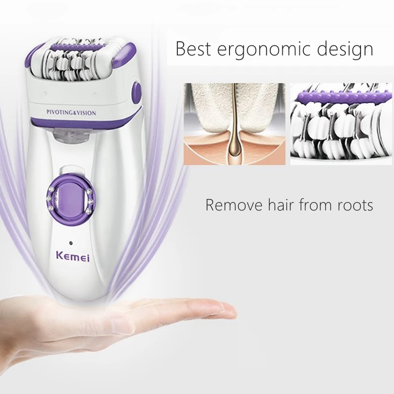 Kemei 1981 3in1 Elektrische Frauen Epilierer Weibliche Rasierer Bein Körper Haar Entfernung Enthaarung Dame Bikini Trimmer Fuß Kallus Entferner – Detail 1