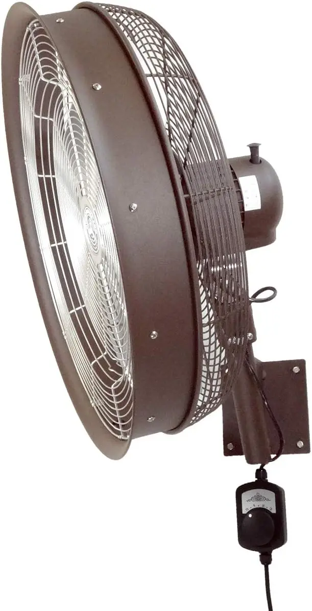 Outdoor-Rated Fan, 3-Speed Control on Cord, Alum Fan Blade, Mounting Bracket and Black Cover