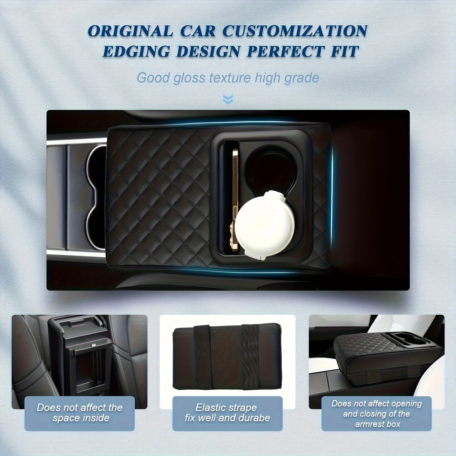 Car Armrest Box Pad Universal Auto Center Console Armrest Cushion With 2 Cup Holder Black Arm Rest Extension Pad Multi functiona