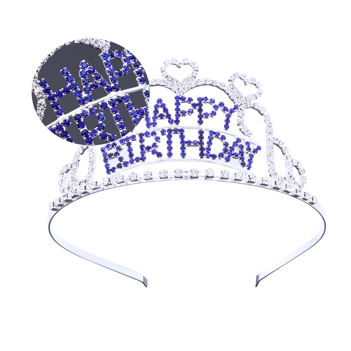 

Charming Rhinestone Heart Design Birthday Crown for 15x12x6cm Alloy Tiara Headband Happy Birthday Crown Decorations
