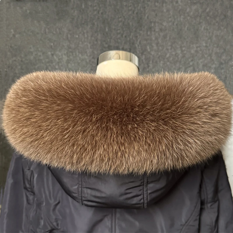 Real Fox Fur Collar Women Universal Hat Strip Down Jacket Fur Collar Winter Warm Fur Scarf Shawl Luxury Neck Warmer Fur Scarf