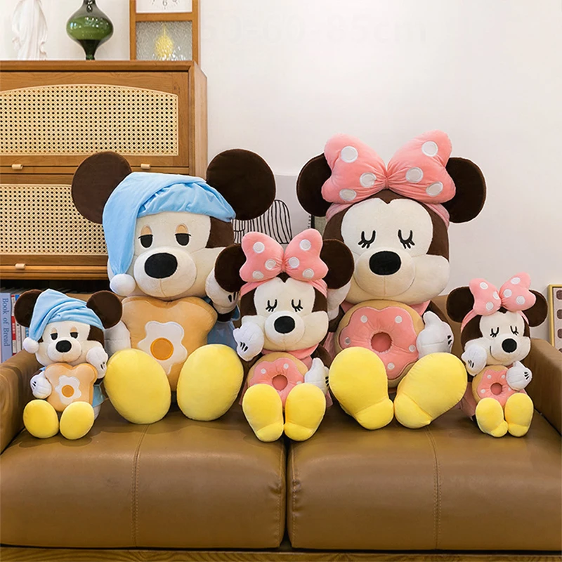 

Kawaii Микки плюшевая игрушка Милая Микки Минни пончик хлеб мягкая кукла детский подарок на день рождения и Рождество приятная подушка для сна плюшевая подушка