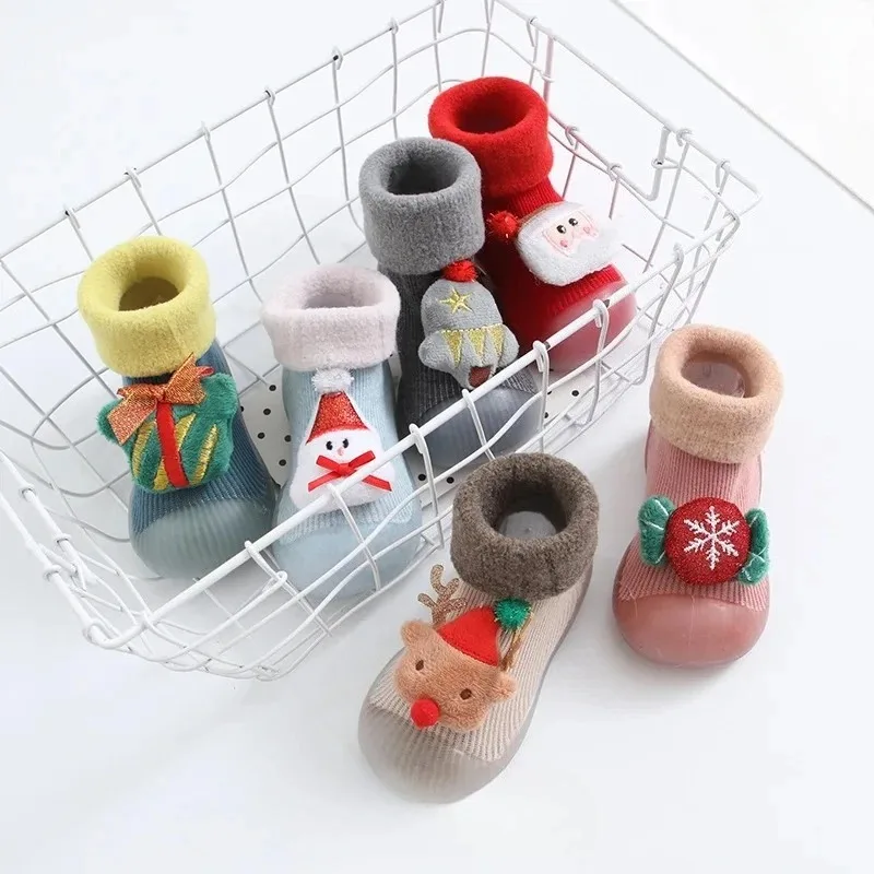 

Baby Sock Shoes for Winter Thick Cotton Animal Styles Cute Baby Floor Shoes Anti-slip First Walkers 0-3 Years Christmas Gifts