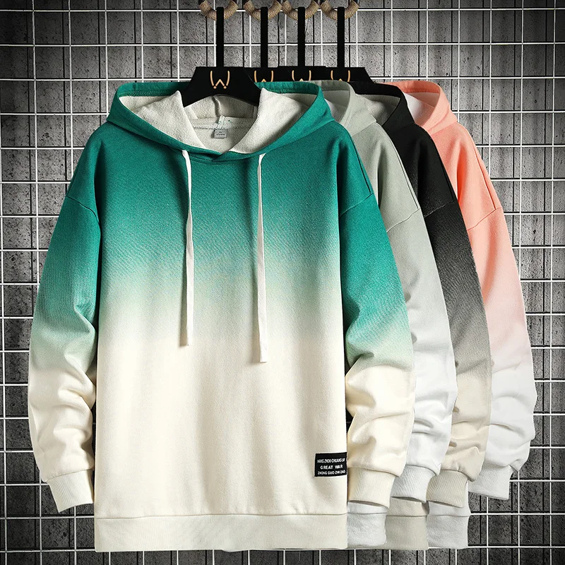 

Spring Autumn Hoodies Sweatshirt Men Hoodie Sweatshirt Hooded Loose Hip Hop Streetwear Gradient Pullover Hoodies Ovewrsized