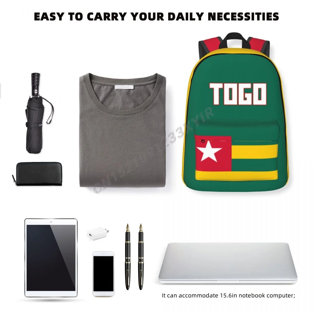 Unisex Backpack Togo Flag Stitch Schoolbag Messenger Bag Case Laptop Travel Bag Mochila Gift