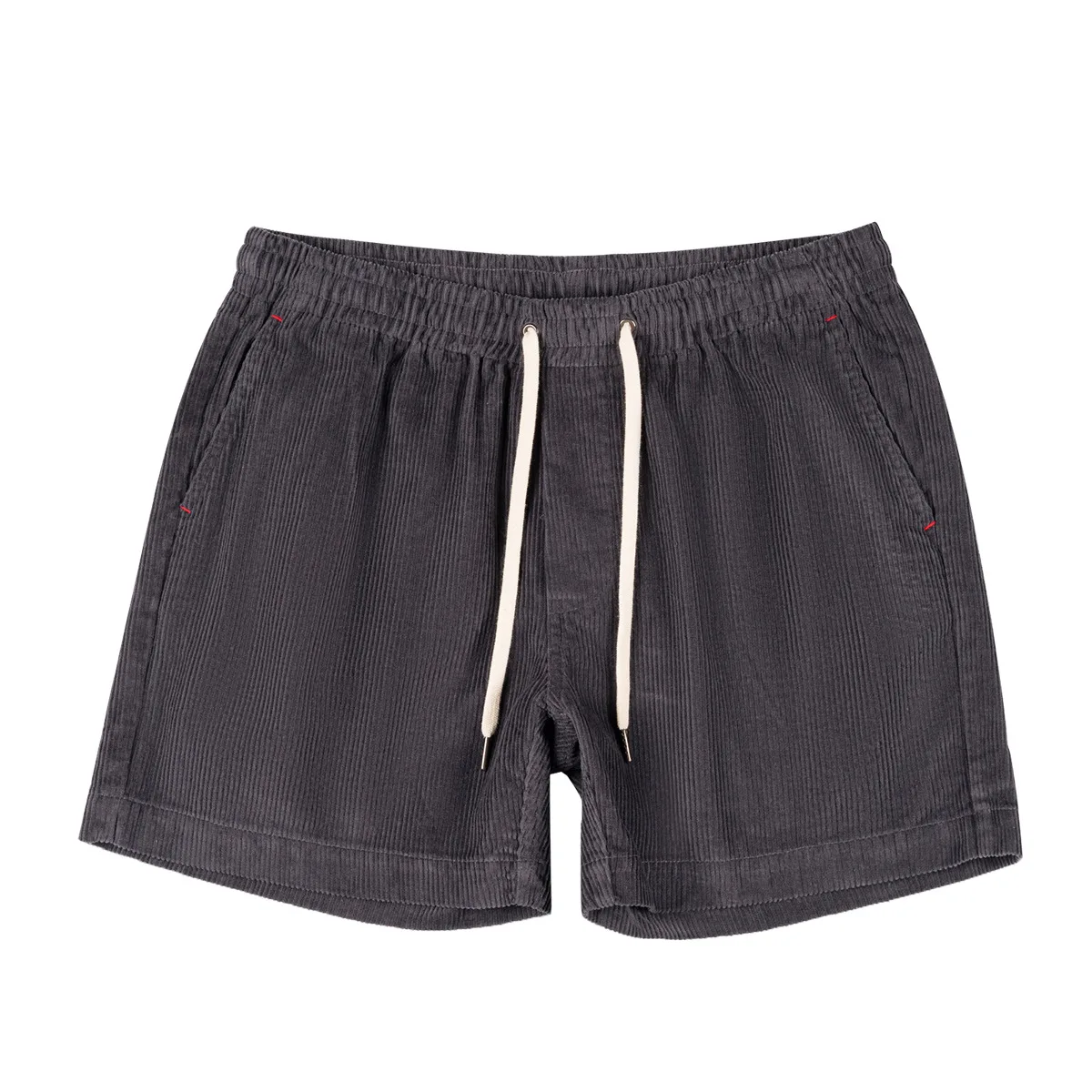 New Summer Men's Cotton Corduroy Casual Shorts Men And Women's Classic College Style Solid Color Drawstring Shorts Retro Washed