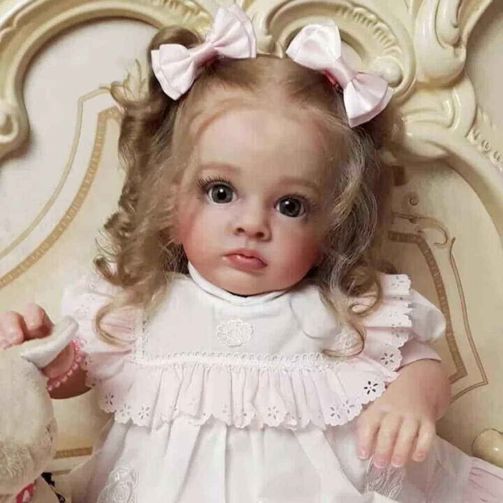 60CM Reborn Baby Dolls Tutti with Pink Dress Reborn Toddler Girl Dolls Lifelike 3D Painting Skin Visible Veins Dolls for Girls