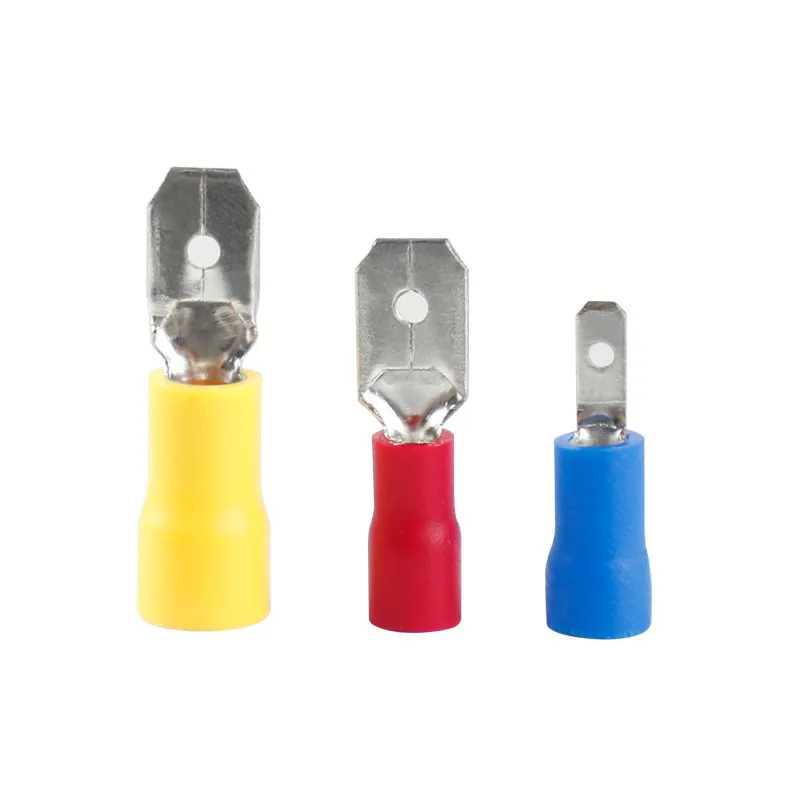 500/1000pcs/lot MDD1.2-100 MDD1.25-187 MDD1.25-250 MDD2-110 MDD2-187 MDD2/5.5-250 Male Wire Terminal Connector with Insulation