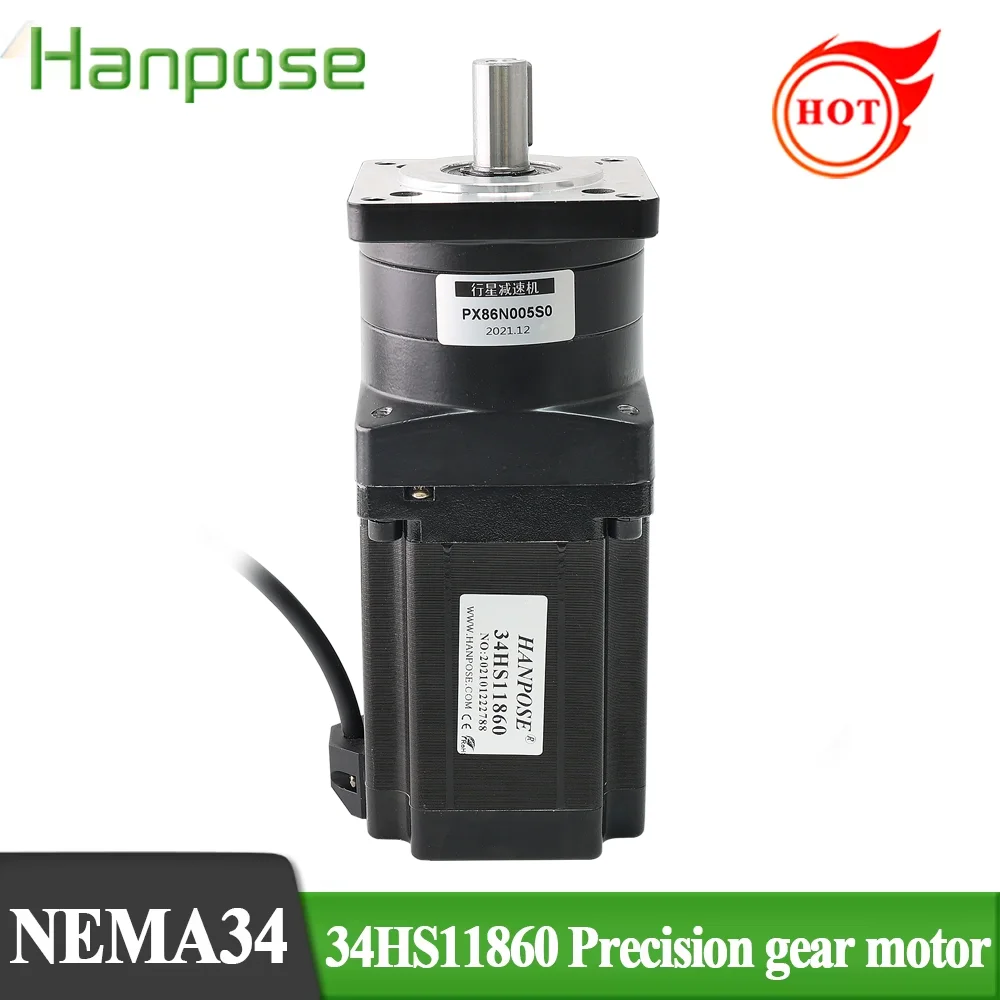 hanpose motor 34HS11860-HG10-1 5-1 6.0A for CNC engraving machine high torque 8N.M High precision gearbox stepper motor nema34