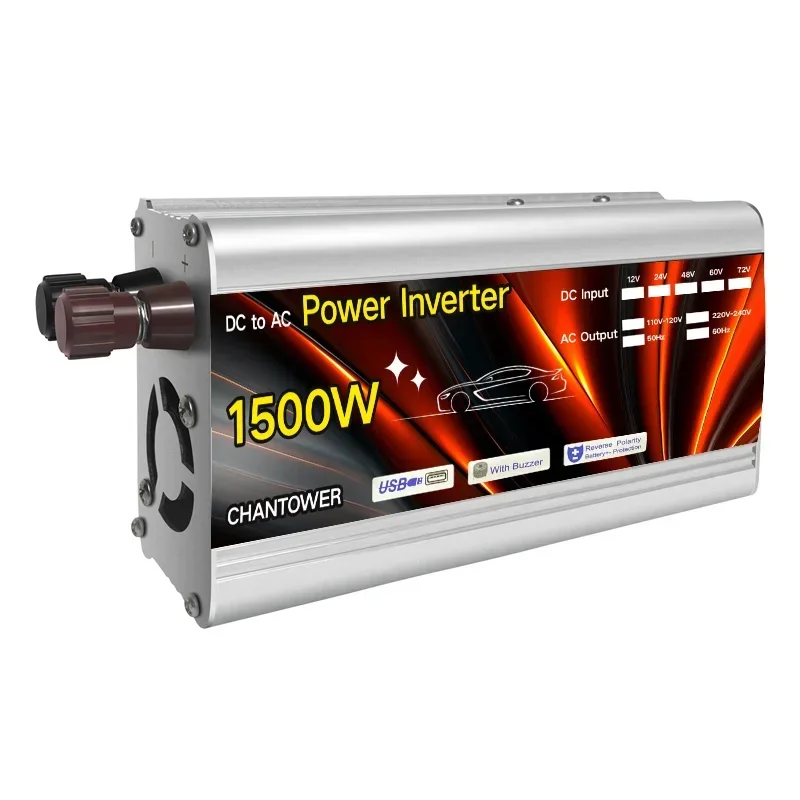 Onduleur solaire 12v 220v, 500W 1000W 1500W 2000W, transformateur de tension Portable, convertisseur de chargeur automatique, onduleur de puissance pour voiture