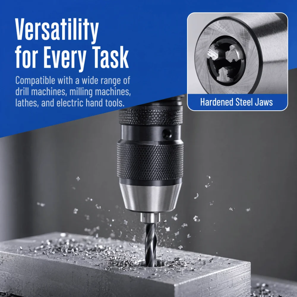1-13mm Capacity Keyless Drill Chuck 1/32"-1/2" Capacity MT2 Mount Self-Tightening Drill Chuck…