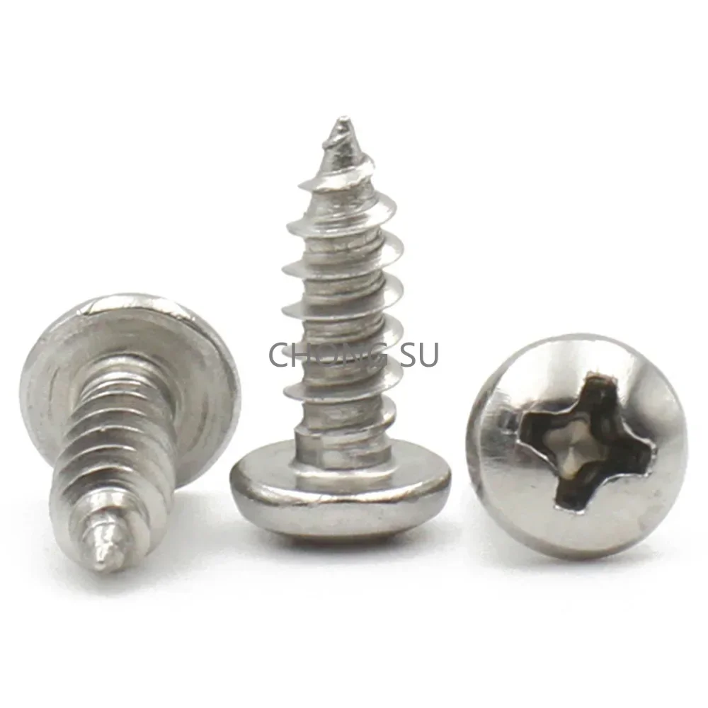 304 الفولاذ المقاوم للصدأ الصليب فيليبس M1 M1.2 M1.4 M1.7 M2 M2.3 M2.6 M3 M3.5 M4 M5 M6 عموم جولة رئيس الذاتي التنصت المسمار مسامير الخشب