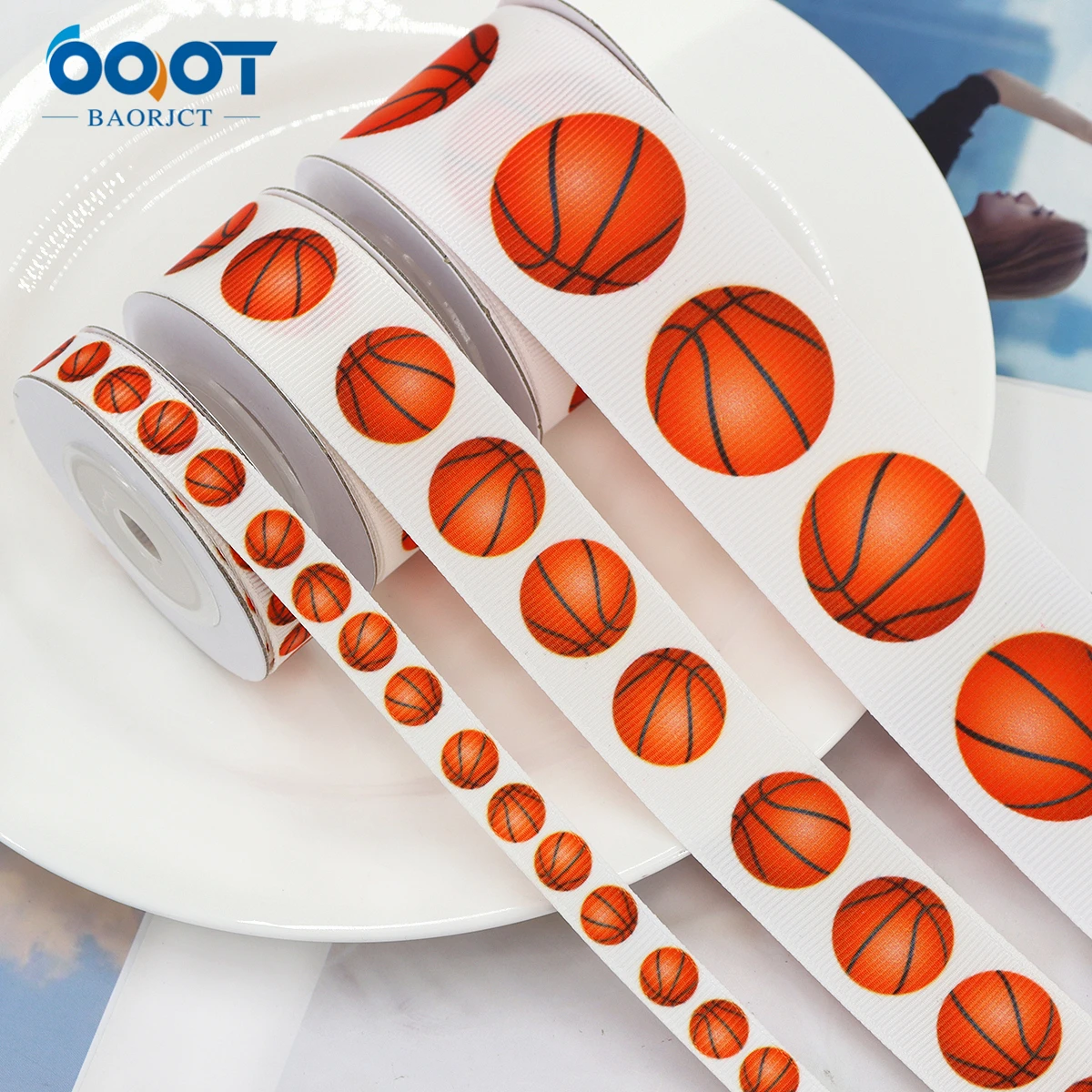 Best Sellers Basketball Geometry Grosgrain Ribbon,Multiple Sizes,23314-8 10Yards Gift Wrap Bow Cap DIY Accessories Decorations