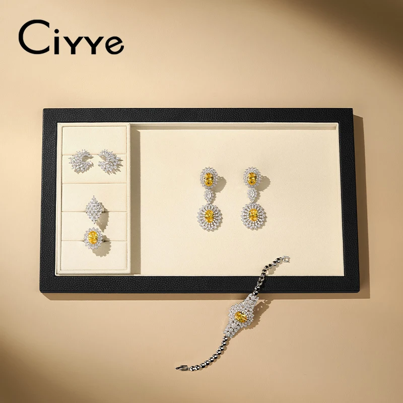 

Ciyye Leather Jewelry Tray Organizer Necklace Ring Bracelet Earrings Display Storage Desktop Store Counter Jewelry Display Prop