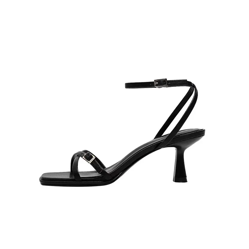2025 designer women's new fashion letter high heels black super high heels stilettos lace-up sandals for women image 6