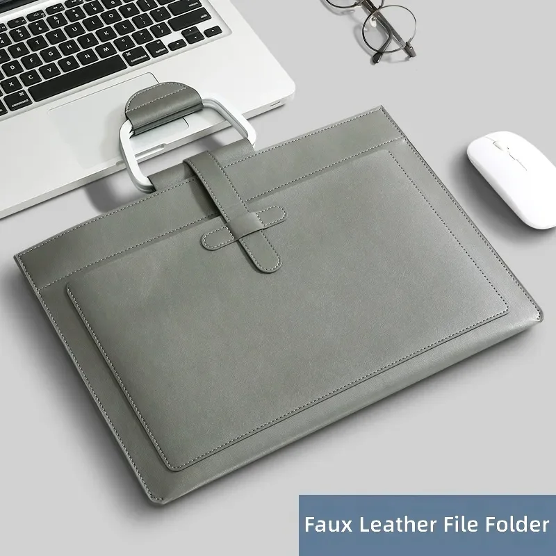 for Business Large Capacity Document Bag Handbag Data Storage Computer Bag PU Leather Office File Bag