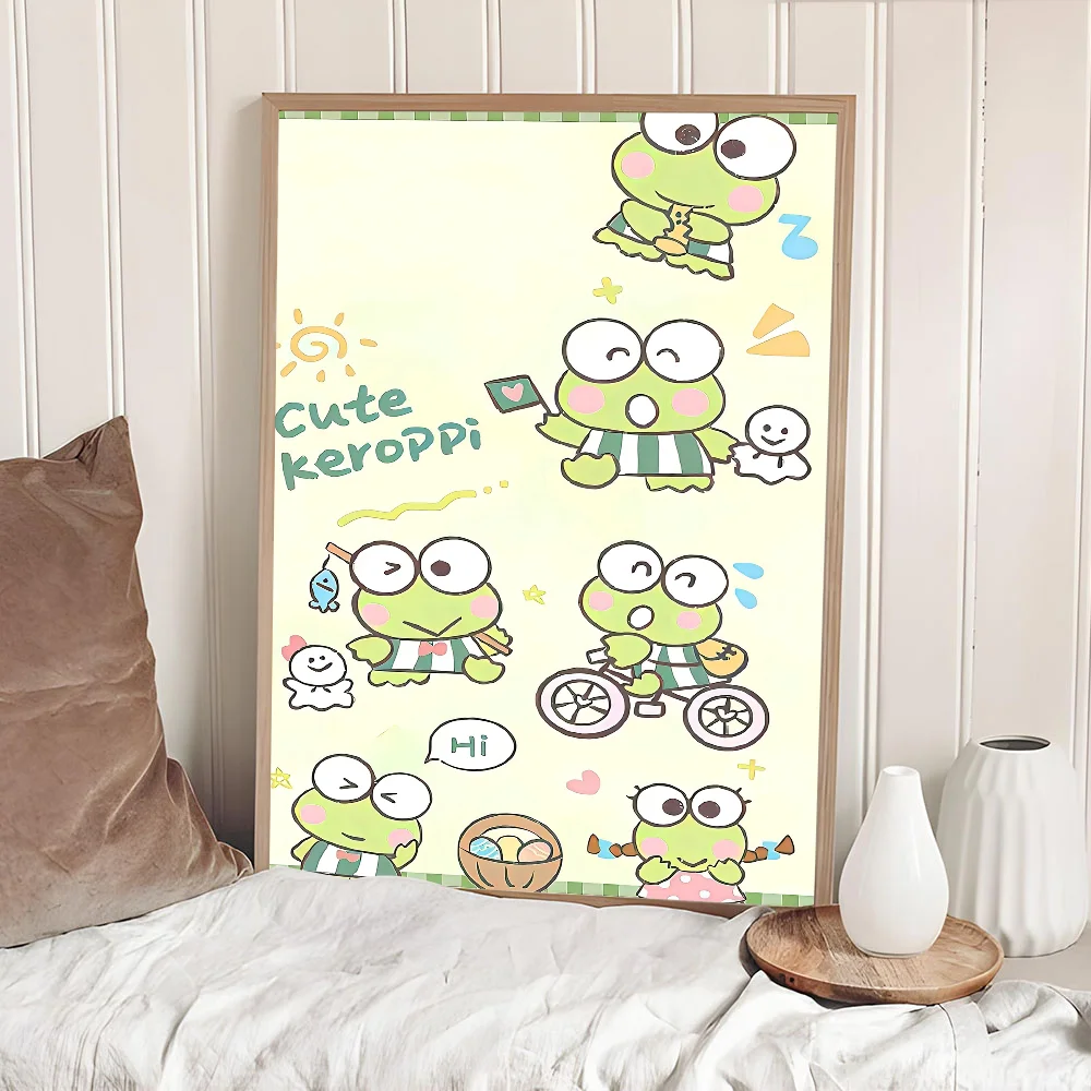 Śliczne Kero Kero Keroppi samoprzylepny plakat artystyczny biały papier drukuje plakaty grafika estetyczna sztuka malarstwo ścienne