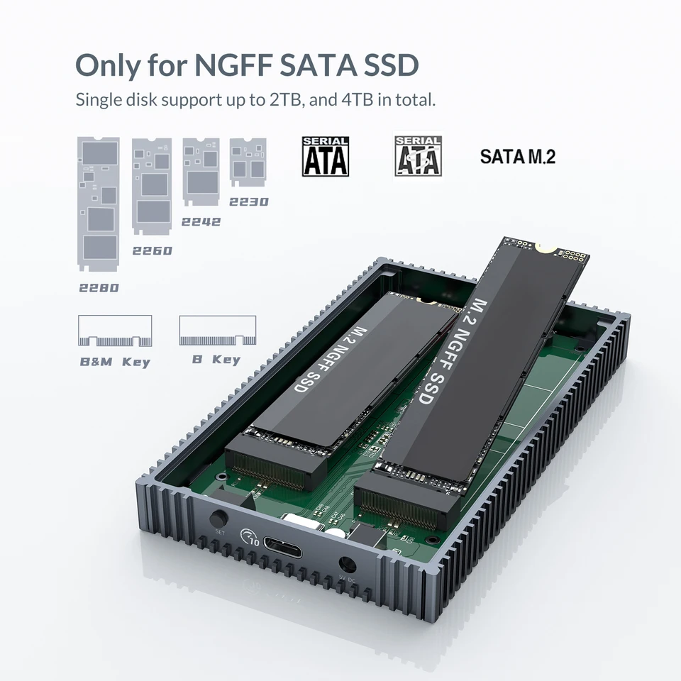 YOTTAMASTER M.2 SATA 4TB SSD エンクロージャ USB3.1 Gen2 10Gbps