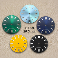 28.5mm S Logo Sunburst Dial Fit NH35/NH36/4R/7S Japanese Movement Green Luminous High-Quality Watch Modified Accessories