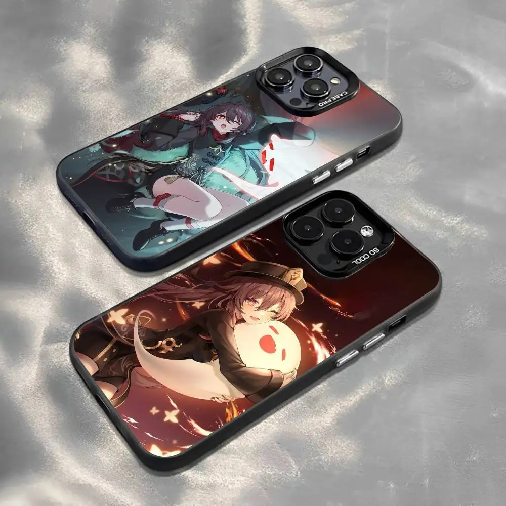 

Genshin Impact H-Hu T-Tao Phone Case For iPhone 17,16,15,14,13,12,11 Plus,Pro Max,XS,Colorful Silver Black Cover