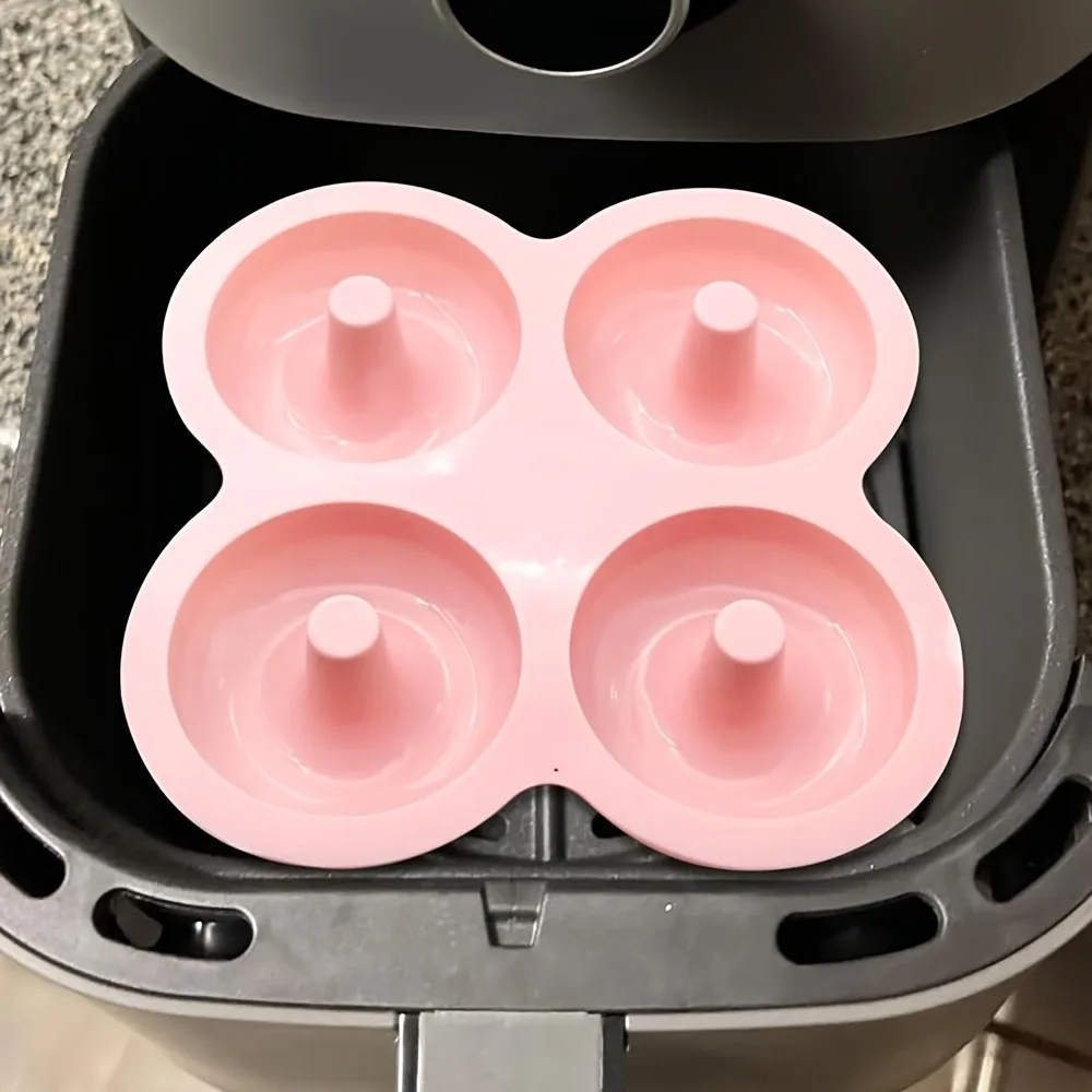 ​ 1 قطعة قالب دونات السيليكون 4 تجويف غير عصا قابلة لإعادة الاستخدام للمقلاة الهوائية والفرن الخبز دونات عموم اكسسوارات أدوات الكعكة