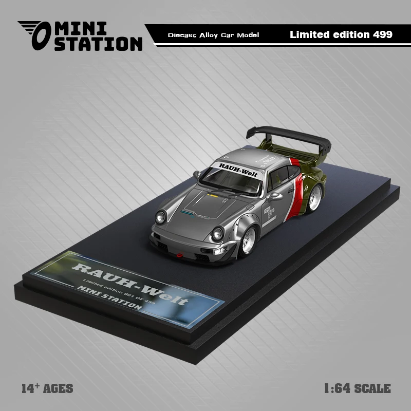 MiniStation 1:64 RWB 964 SAMURAI Modello in lega di action figure argento verde/nero giallo