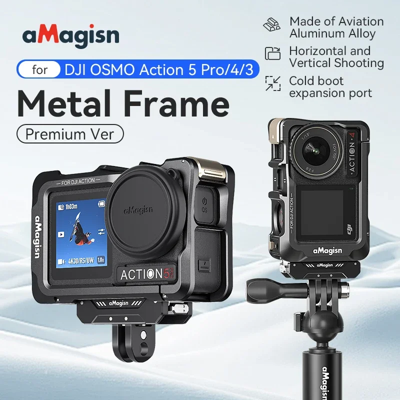 For DJI Action5Pro/4/3 Metal Case Premium Horizontal and Vertical Shooting Protective Frame