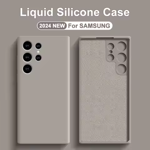 Liquid Silicone Shockproof Case For Samsung Galaxy S24 S23 S22 S21 S25 Ultra A55 A54 A34 A52 5G Accessories Cute Soft Back Cover