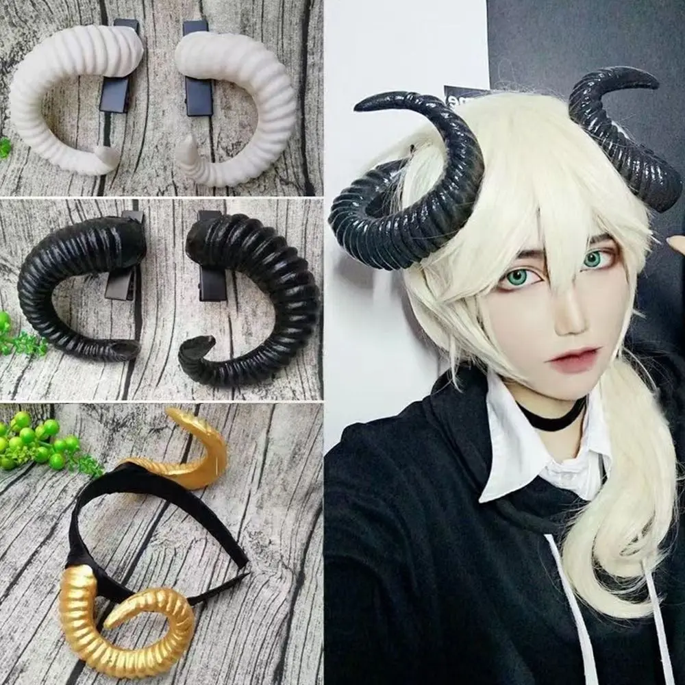 

1 Pair Dark Lolita Headband Ram Horns Shape Hair Accessories Gothic Cosplay Costume Photography Prop Black Gothic Style