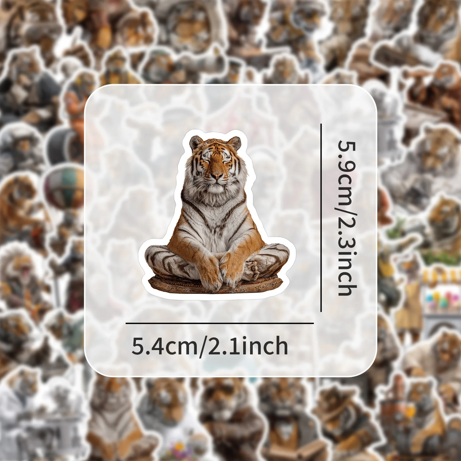 50 pieces of twelve zodiac tiger stickers - creative high-definition tiger decorative stickers